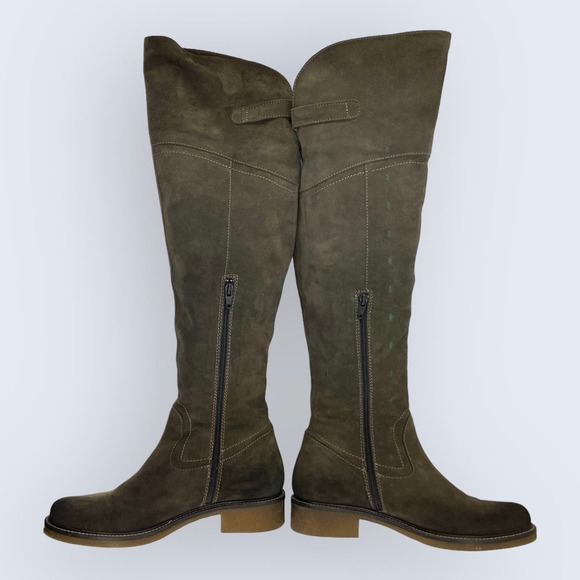 Sundance Deirdre Over Knee Burnished Green Suede 1" Block Heel Boot 37 7 $268 - Picture 6 of 10